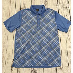 Greg Norman Tasso Elba Men's LG Play Dry Blue Striped Golf Polo Shirt Polyester